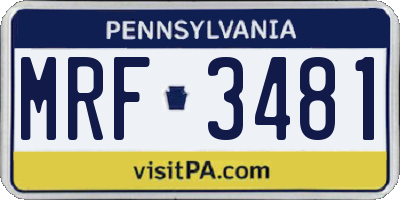 PA license plate MRF3481