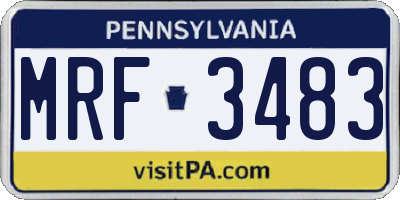 PA license plate MRF3483