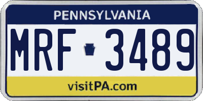 PA license plate MRF3489