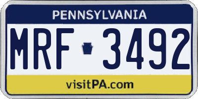 PA license plate MRF3492
