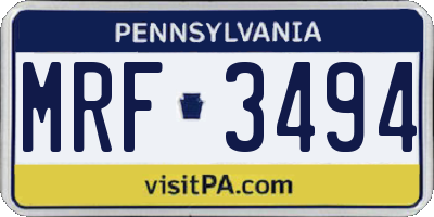PA license plate MRF3494