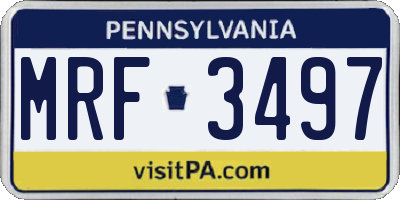 PA license plate MRF3497