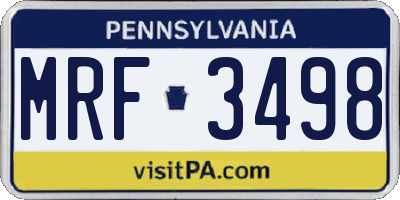 PA license plate MRF3498