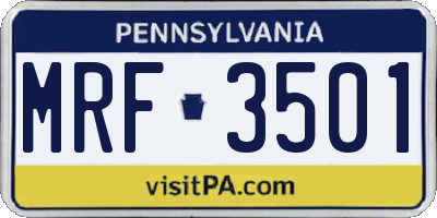 PA license plate MRF3501