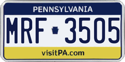 PA license plate MRF3505
