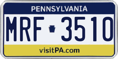 PA license plate MRF3510