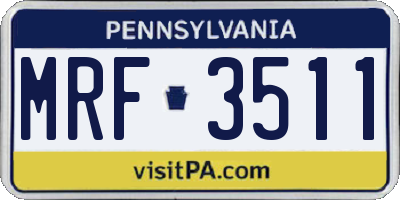 PA license plate MRF3511