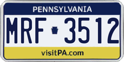 PA license plate MRF3512