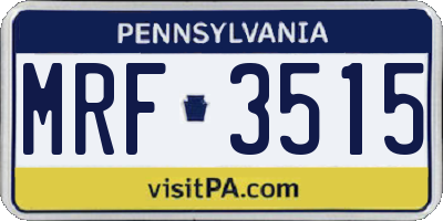 PA license plate MRF3515