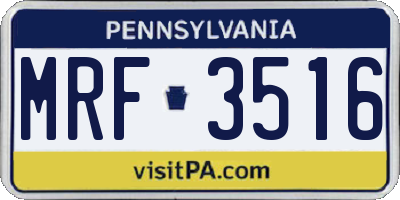 PA license plate MRF3516