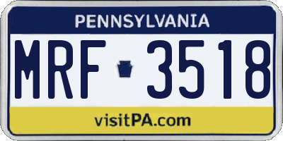 PA license plate MRF3518