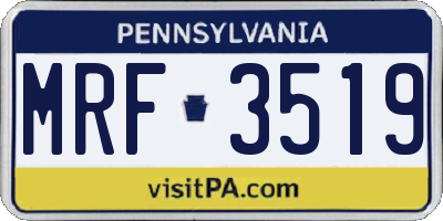 PA license plate MRF3519
