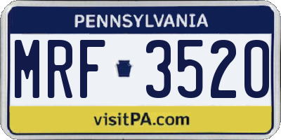 PA license plate MRF3520