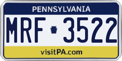 PA license plate MRF3522