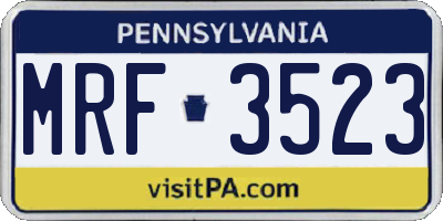 PA license plate MRF3523