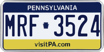 PA license plate MRF3524