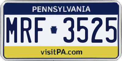 PA license plate MRF3525
