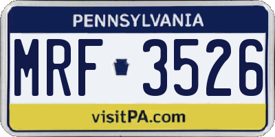 PA license plate MRF3526