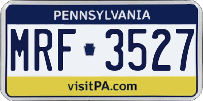 PA license plate MRF3527