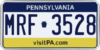 PA license plate MRF3528