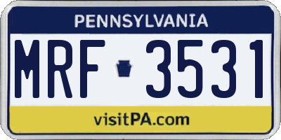 PA license plate MRF3531