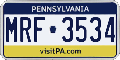PA license plate MRF3534