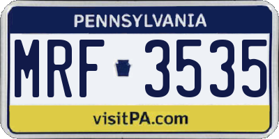 PA license plate MRF3535