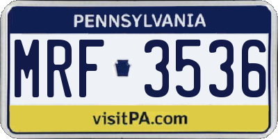 PA license plate MRF3536