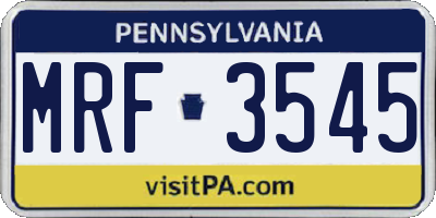 PA license plate MRF3545