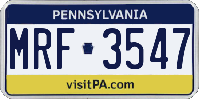 PA license plate MRF3547