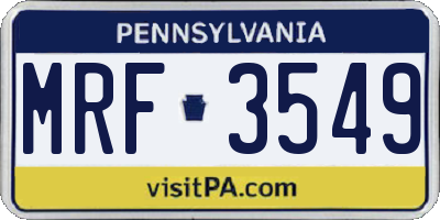 PA license plate MRF3549
