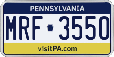 PA license plate MRF3550