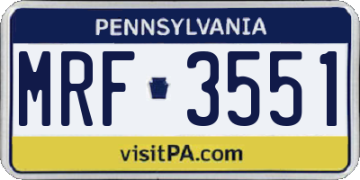 PA license plate MRF3551