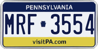 PA license plate MRF3554