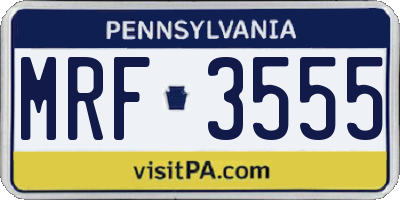 PA license plate MRF3555