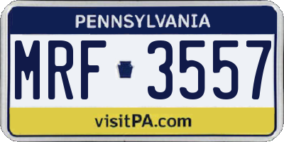 PA license plate MRF3557