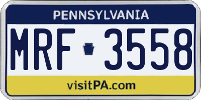 PA license plate MRF3558
