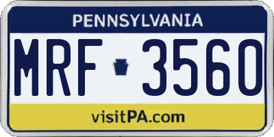 PA license plate MRF3560