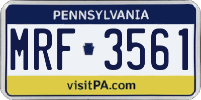 PA license plate MRF3561