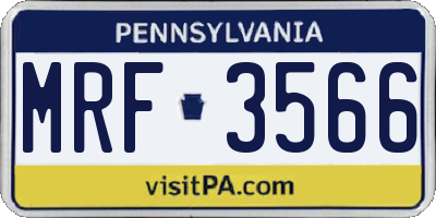 PA license plate MRF3566