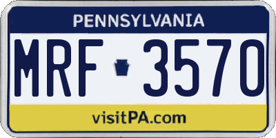 PA license plate MRF3570