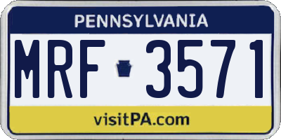 PA license plate MRF3571