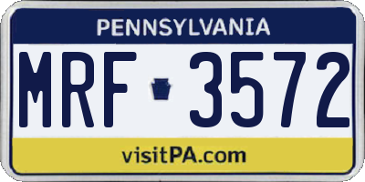 PA license plate MRF3572