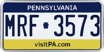 PA license plate MRF3573