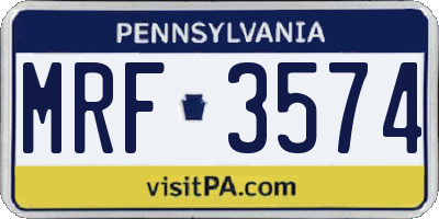 PA license plate MRF3574