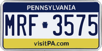PA license plate MRF3575