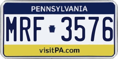 PA license plate MRF3576