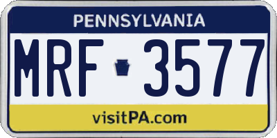 PA license plate MRF3577