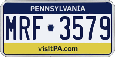 PA license plate MRF3579