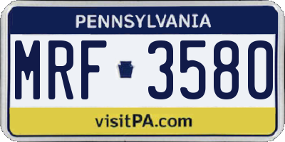 PA license plate MRF3580